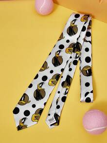 LOONEY TUNES X SHEIN 1pc Funny Cartoon Duck Pattern Necktie, White - Multicolor - View 2
