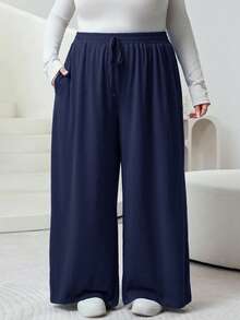 SHEIN CURVE+ 大码女式黑色灰色两件套西装，大码阔腿裤 - 彩色 - 查看 3