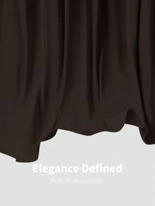 Aloruh 女士纯色斜肩褶皱设计时尚衬衫 - 咖啡棕 - 查看 7