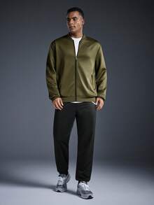 Driftmere 男士两件套鸟类图案印花飞行员夹克和慢跑裤套装，适合春秋季休闲户外穿着 - 彩色 - 查看 6