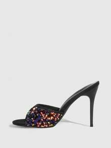 CUCCOO SZL Giày sandal cao gót nữ gợi cảm, thời trang, lấp lánh đính sequin, giày dự tiệc, giày khiêu vũ và giày đi hộp đêm, sandal cao gót mỏng. - Màu - Xem 10