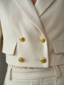 MOTF PREMIUM PEAK COLLAR CROPPED BLAZER, AUTUMN/WINTER - Apricot - View 2