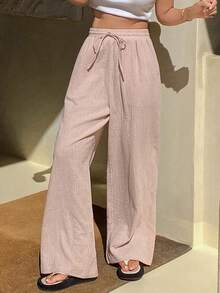 DAZY Plaid Loose Fit Women Lounge Pants, Comfortable Home Wear - Pink - View 5