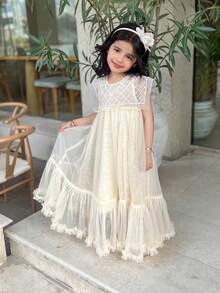 Dazy Kids Young Girl Solid Color Casual Daily Dress, Minimalist & Fashion,Back To School Clothes - Apricot - View 3