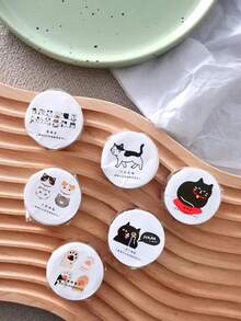 1 pieza Cinta Washi con diseño de gato lindo de 15mm*5m, cinta adhesiva de papel con dibujos animados para decoración de álbumes y diarios - Albaricoque - Ver 12