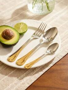 Cirelle 1Pc Stainless Steel Gradient Gold Silverware Luxury Modern Flatware Thick Handle Tableware Stainless Steel Cutlery For Home Restaurant Hotel Party - Multicolor - View 1