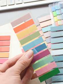6400张随机款式欧式复古彩色荧光PET透明便签纸，莫兰迪风格备忘录，索引标签，分类标签，返校季 - 彩色 - 查看 5