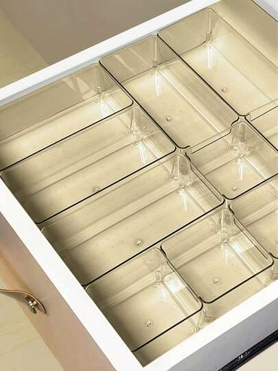 Drawer Desktop Cosmetics Storage Box, 2PCS/6PCS Combination Clear Plastic Drawer Organizer Set,Transparent Dresser Storage Box, Exquisite Storage Box,Desk Drawer Divider Organizers And Storage Bins For Makeup, Jewelry, Gadgets For Kitchen, Bedroom, Bathroom, Office Christmas For Holiday Gift Giving