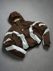 PAVTROS 男士休闲新款流行夹克外套，黑色拼接设计，百搭时尚，INS风百搭，适合秋冬季节及日常穿着，户外徒步搭配，拍照必备，送给男友/老公的完美礼物，男士休闲，Y2K风格男士夹克，防风外套，街头风夹克 - 咖啡棕 - 查看 5