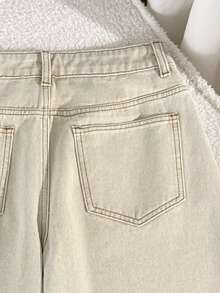 Comfortcana 女士时尚休闲水洗口袋牛仔七分短裤 夏季春季女士嘉年华服装 沙滩度假女士休闲白色短裤 女士高腰百慕大牛仔短裤 宽松阔腿休闲夏季牛仔短裤 - 白色 - 查看 4