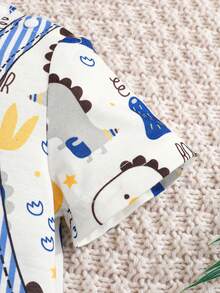 SHEIN Playful Pals Baby Boy Cute Dinosaur Print Comfortable Soft Romper, Suitable For Daily Outings, Holiday Gift - Baby Blue - View 4