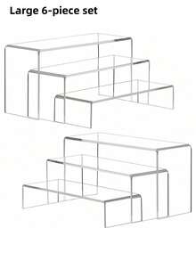 Giá trưng bày, 3/6 chiếc hình chữ nhật bằng acrylic trong suốt, thích hợp để trưng bày đồ sưu tầm, giày dép, trang sức, tượng nhỏ, bánh ngọt, kẹo, đồ trang trí bàn tráng miệng, nhà bếp. - Nhiều màu - Xem 7