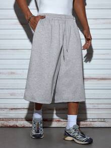 Modcrash 男士休闲中长短裤，夏季街头风，春夏复古美式风，男女皆宜的夏季上衣，适合日常穿着，宽松版型，夏季度假装扮，复古美式，男女皆宜，宽松版型夏季装扮——适合日常穿着和夏季度假装扮。 - 淺灰色 - 查看 3