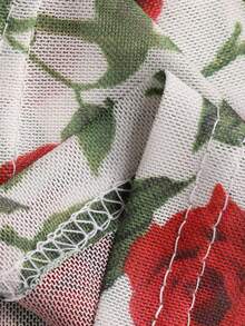 DAZY Spring & Summer Floral Print Elegant Bodycon Midi Dress, Casual Beach Vacation Dress With Twist Design, Suitable For Wedding, Commute