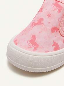 Cozy Pixies 1 Pair Of Girls Pink Sweet Dream Baby Sneakers Cute Unicorn Pattern Round Head Soft Sole Comfortable And Breathable Casual Classmates Suitable For Daily Sports Travel Vacation And School Wear