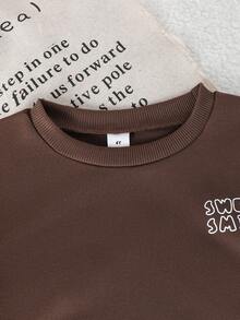 Genkimix Kids 1件女童长袖甜美笑脸印花休闲卫衣，春秋季 - 棕色 - 查看 5