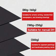 20 Sheets Of Black Cardboard, A4 Thick Hard Handmade Paper, Children's Kindergarten Handmade Graffiti Painting Photo Album, Cover Paper, Painting Art Paper, Hard Cardboard, A3 Large Sheet Cover Back To School - Black - View 4