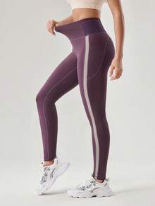 OutZeal Women Tummy Control High Waistband Built-In Mesh Pocket Outdoor Legging Daily Casual - Red Violet - View 6