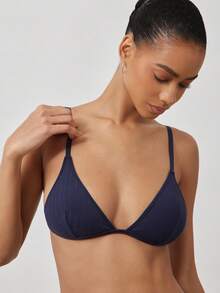 Ocili Sexy Minimalist Wireless Bra, Thin Cotton Fabric, No Underwire, No Padding, Triangle Cup, European & Japanese Style - Blue - View 4