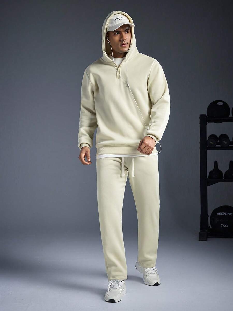 Driftmere 2件套男士秋冬休闲运动连帽运动服套装 - 卡其色 - 查看 1