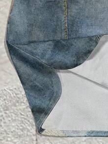 SHEIN 男士休闲撞色牛仔印花短袖T恤短裤套装，夏季 - 彩色 - 查看 5