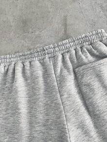 AXEPEAK 男士印花斜插口袋抽绳腰休闲短裤 - 淺灰色 - 查看 6