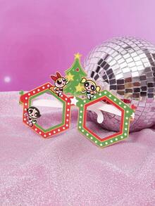 THE POWERPUFF GIRLS X SHEIN 2pcs Cute Cartoon Animal Pattern Paper Party Glasses - Multicolor - View 4