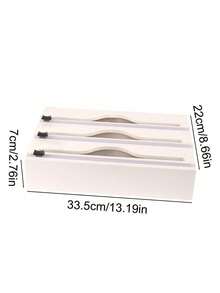 1PC 2-In-1 3-In-1 Bamboo Plastic Wrap Aluminum Foil Cutter Dispenser With Multi Compartment Storage Box Wall Mount Drawer Countertop Kitchen Organizer For Space Saving Home Organization Housewarming Gift Kitchen Essential Must Have - one size fits all - View 7
