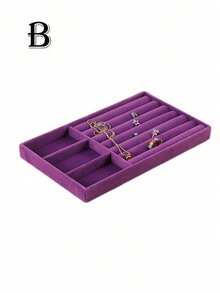 Jewelry Tray Organizer, Jewelry Necklace Earring Ring Display Storage Box, Stackable Jewelry Holder Case Makeup Cosmetic Organizer For Earrings Necklace Rings Bracelets Pendants Pearl - Purple - View 31