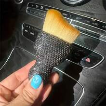 1PC Car Interior Dusting Brush, Glitter Rhinestone Handle Soft Bristle Cleaning Brush Auto Computer Keyboard Duster - various - View 6
