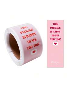 100 miếng/cuộn nhãn dán niêm phong hình chữ nhật nhỏ, nhãn trang trí hộp quà, nhãn cảm ơn, nhãn trang trí mùa tựu trường. - Hồng - Xem 1