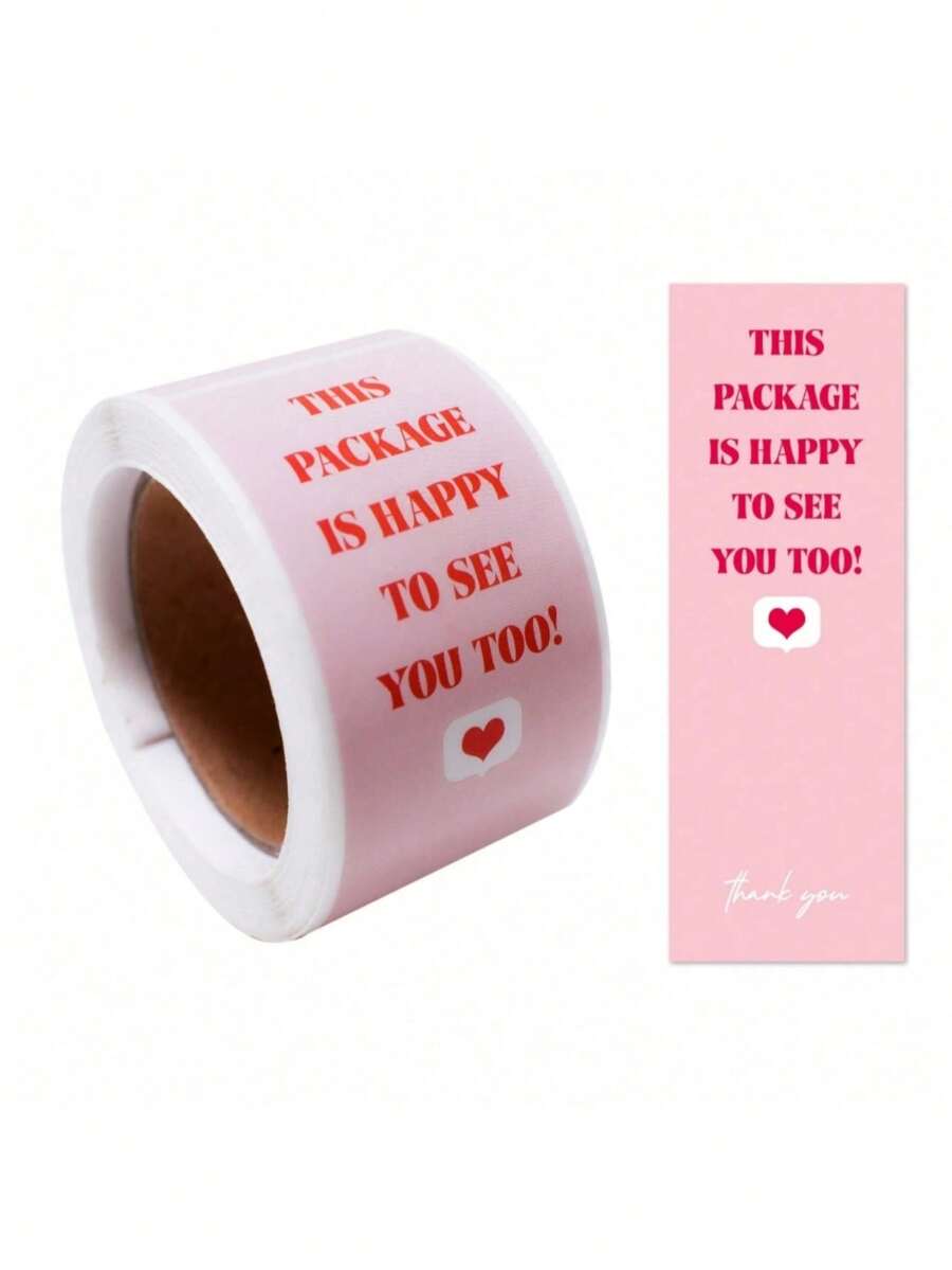 100 miếng/cuộn nhãn dán niêm phong hình chữ nhật nhỏ, nhãn trang trí hộp quà, nhãn cảm ơn, nhãn trang trí mùa tựu trường. - Hồng - Xem 1