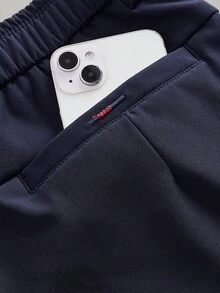Officeau Celana Kasual Pria Polos, Longgar, Model Lurus, dengan Saku, Lapisan Termal, Musim Gugur/Dingin - Royal Blue - View 6