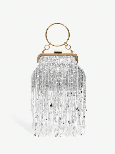 SHEIN SXY Red Clutch Bag For Women, Fashion Minimalist Design, Customizable, Classic Versatile, Faux Feather Decor, Bright Pink, Suitable For Cocktail Party, Party, Prom, Club, Date, Birthday, Formal Dinner, Valentine's Day, New Year