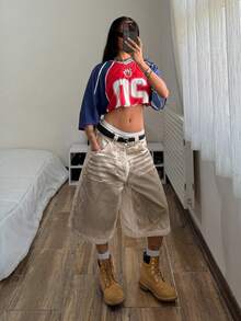 StreetHx 女士宽松V领T恤，印有运动赛事数字、嘻哈舞蹈图案，宽松上衣，适合棒球、足球等运动。 - 紅色 - 查看 7