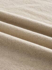 Officeau 男士休闲纯色短袖套头针织衫，春夏款 - 卡其色 - 查看 6