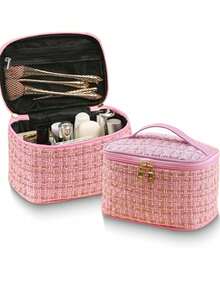 1个化妆包，洗漱包，旅行收纳包，化妆品收纳袋，适合居家、宿舍、旅行，大容量女士化妆包，男士理容包，夏季旅行，度假家居浴室装饰假日化妆品收纳浴室配件 - 彩色 - 查看 3