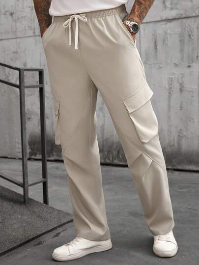 Manfinity CasualCool 1 pezzo Pantaloni casual da uomo maturi, in tessuto color albicocca, versatili per il pendolarismo, alla moda e comodi, regalo per il fidanzato/marito, regalo per l'anniversario