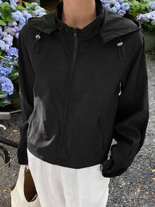 DAZY Damen Lässig Outdoor Sport Kapuzenjacke - Schwarz - Übersicht 4