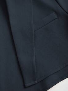 Sweetra 女士法式简约纯色短款西装外套搭配收腰抹胸连衣裙套装，适合工作和通勤穿着。 - 藏蓝色 - 查看 8