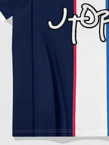 ROMWE MEN Prep Spring/Summer Casual Graphic Men'S Letter Print Short Sleeve Casual Commuter Polo Shirt - Multicolor - View 5