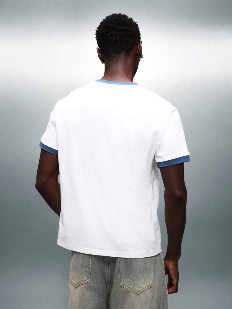 PLAYBOY X SUMWON T-shirt col rond à manches courtes avec poche, coupe décontractée, en coton, pour l'été et le printemps