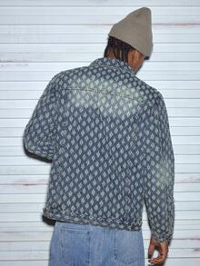 Modcrash 男士复古街头风美式长袖牛仔夹克，小众，秋季款 - 中等水洗藍 - 查看 2