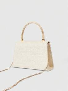 ROMWE Kawaii Bolsa clutch feminina elegante e moderna com detalhes em metal, ideal para o dia a dia e para festas noturnas. - Damasco - Ver 4