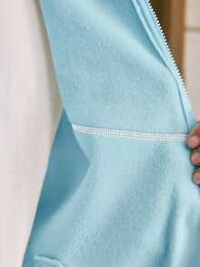 AXEPEAK 男士休闲运动拉链连帽衫和运动裤套装 - 淺藍色 - 查看 7