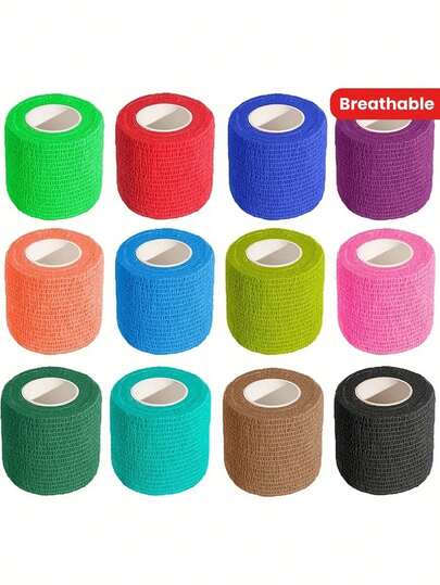 1片装 6片装 12片装 24片装 纹身绷带 自粘透气防水柔软无纺布运动绷带 腕部膝部踝部支撑 宠物护理纹身用品配件