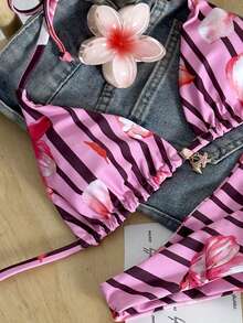 Swim Mod Women's Random Print Spaghetti Strap Bikini Set, Spring/Summer - Multicolor - View 3