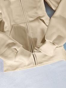 Glimmora Ny damtröja med dragkedja, grå långärmad jacka - Aprikos - Visa 3