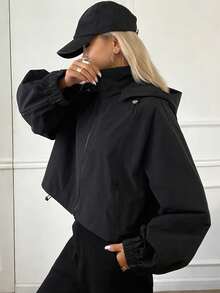 DAZY Damen Lässig Outdoor Sport Kapuzenjacke - Schwarz - Übersicht 1