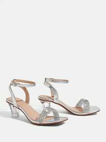 CUCCOO TILAWA Sandalias de tacón para mujer - Plateado - Ver 3